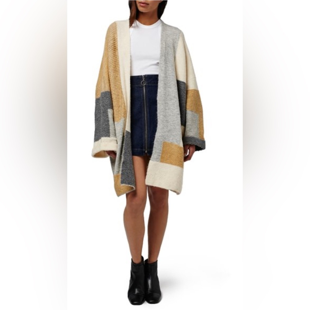 TOP SHOP OVERSIZED PATCHWORK CARDIGAN S 6